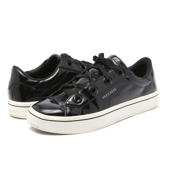 Skechers Hi-Lites Vegan Patent Leather Sneakers Platform Shine Glossy Lace Up 9 - Picture 1 of 11